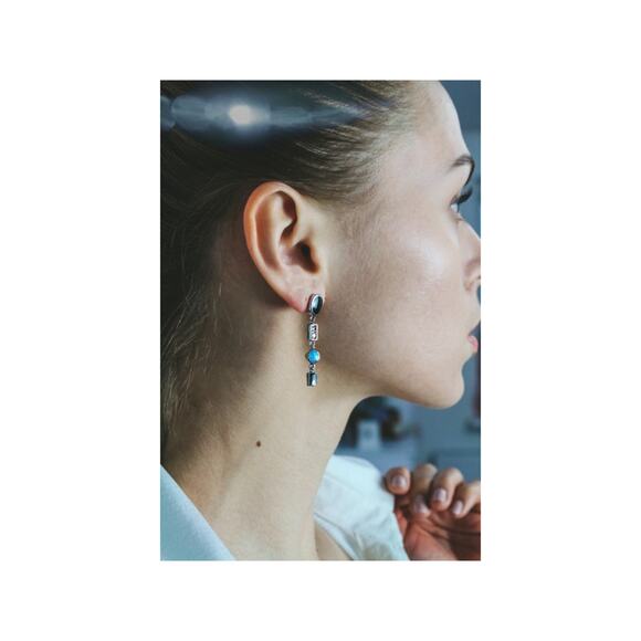 Ethereal Glow Opal Stud Earrings - 925 Sterling Silver  925 STERLING SILVER ONYX, OPAL & CZ EARRINGS